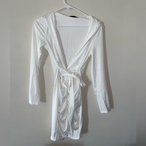 tie low cut body con dress